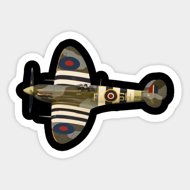 Spitfire ww2 RAF Fighter Aircraft Plane Airplane Supermarine British Sticker by BeesTeez